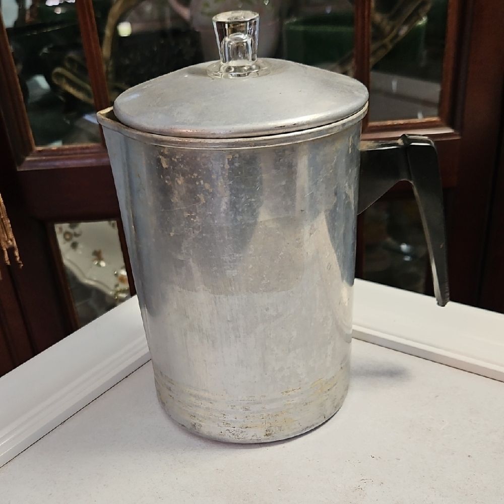 Vintage Chilton Ware 7 Cup Aluminum Percolator - Silver Coffee Pot - Complete